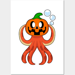 Octopus Halloween Pumpkin Posters and Art